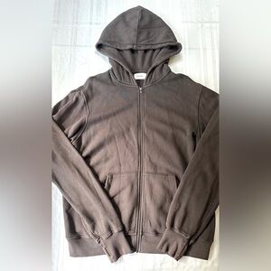 Joah Brown Empire Zip Up Hoodie Sweatshirt Brown OS Womens Relaxed Fit